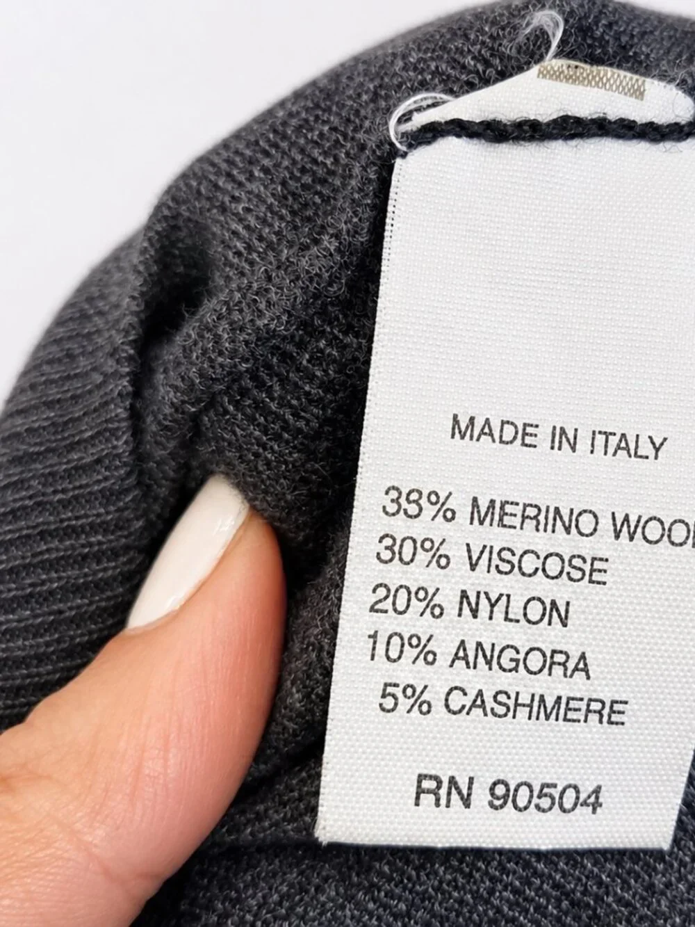AMARO Made in Italy Blue Gray Merino Wool Cashmere Angora Knit Polo Sweater